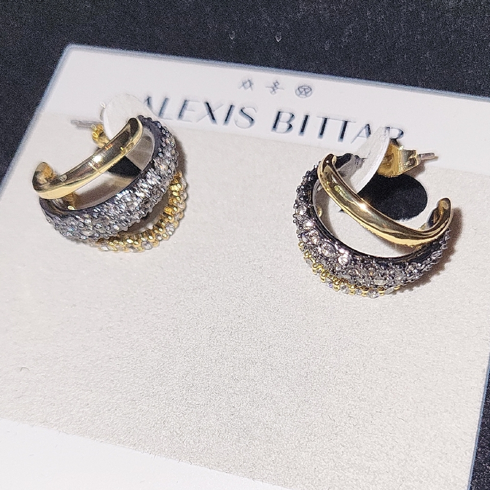 Alexis Bittar Gold and Silver Hoop Earrings